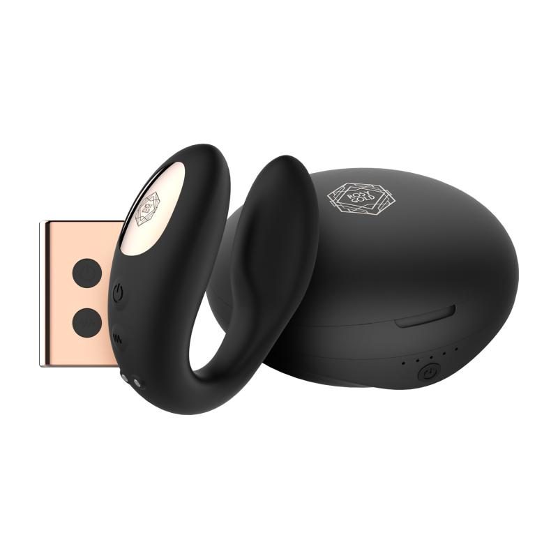 Rosy Gold ? C-Shape Paarvibrator mit Luxus Ladeetui ? Schwarz