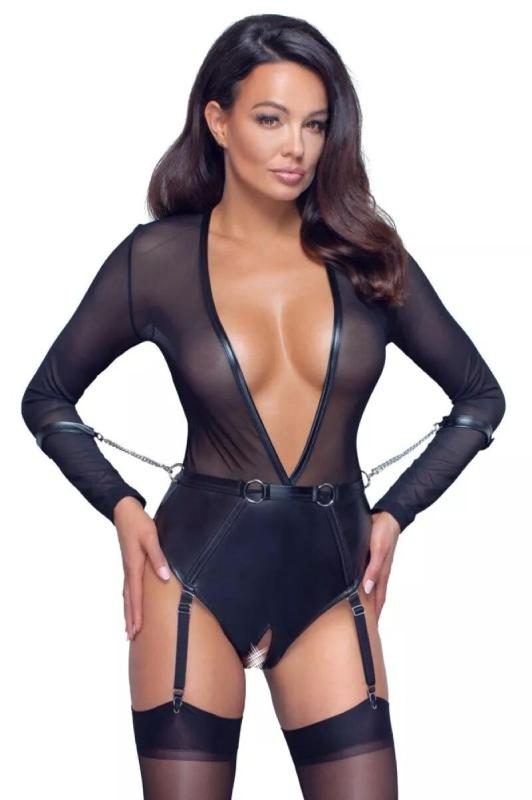 Cottelli Collection »Ouvert Body« mit Strapsen und Handfesseln