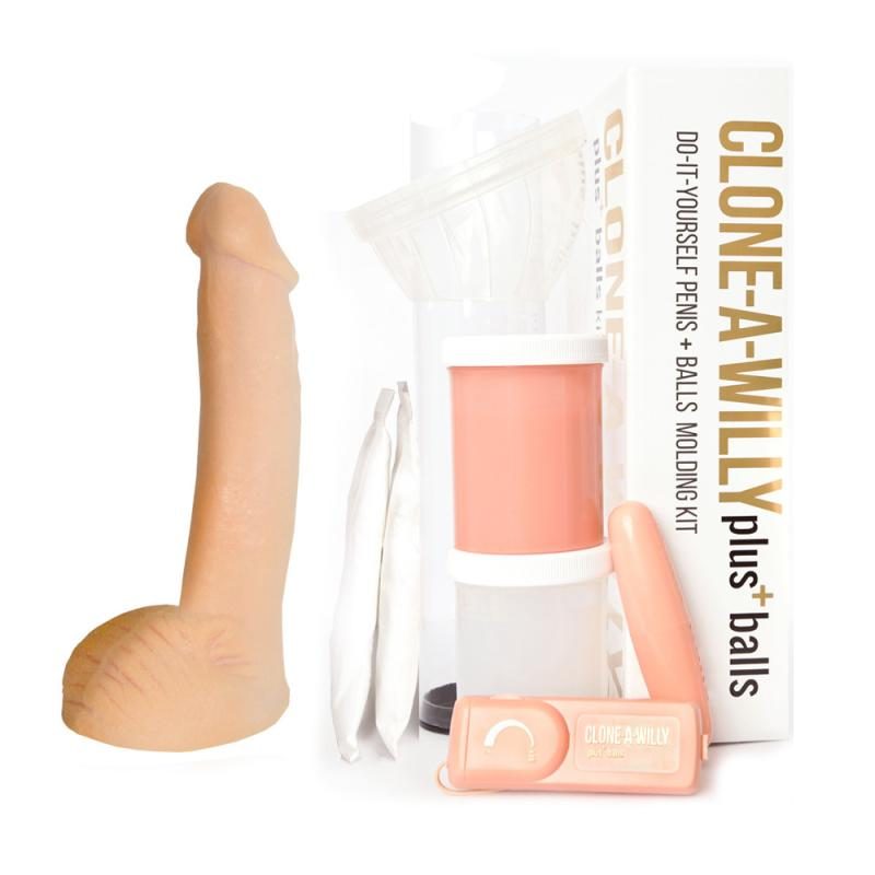 Clone-A-Willy ? Vibrator-Dildo-Kit mit Hoden ? Beige
