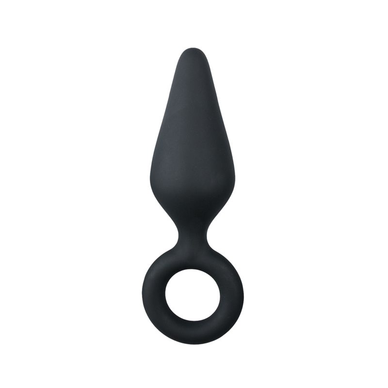 Schwarze Buttplugs mit Zugring - Klein 8,5 cm