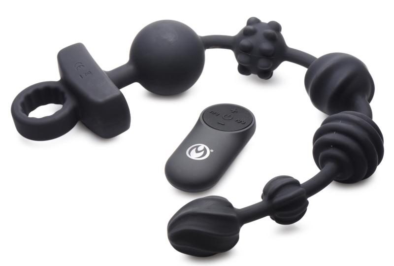 Master Series »Dark Rattler« Analkette mit Vibration & Fernbedienung