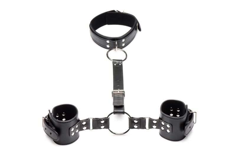 Strict - Halsband mit Manschetten Fessel-Set - Schwarz