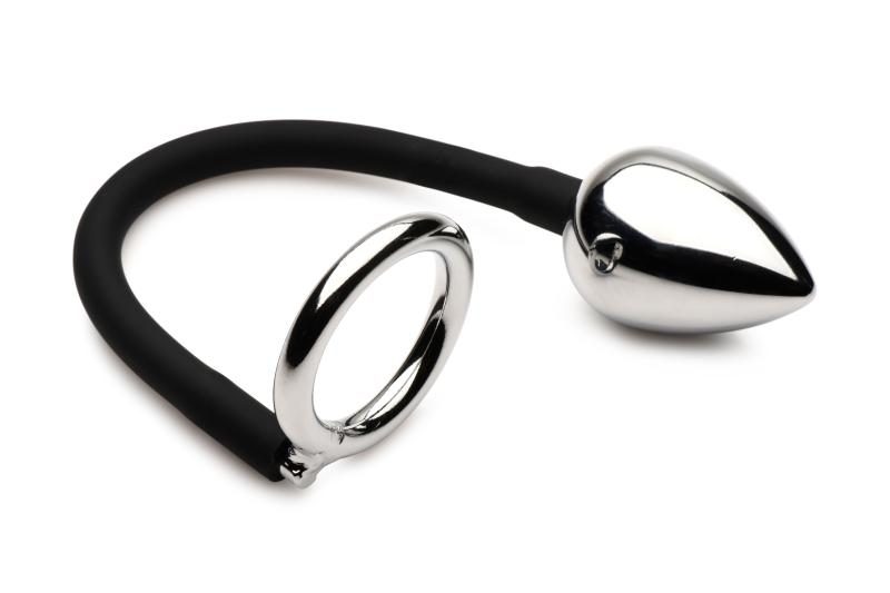 Master Series »Tug & Plug« Penisring aus Edelstahl mit Analplug