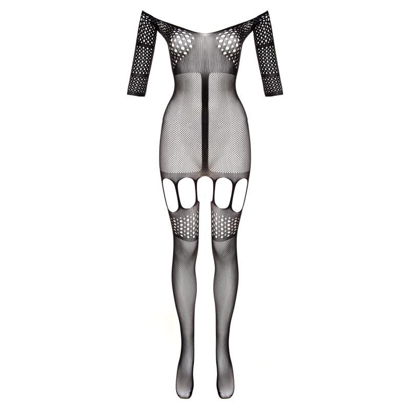 Christine - Trendiger Straps-Catsuit - schwarz