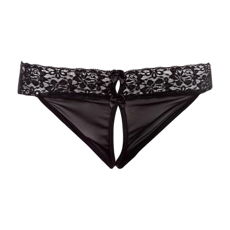 Christine - Offener Schritt String - Schwarz