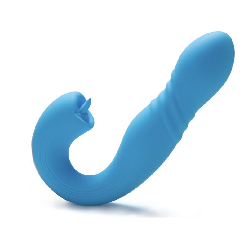 HoneyPlayBox - JOI Thrust 2 Drucksensor App-gesteuerter Stossender G-Punkt Vibrator & Zungenklitorisstimulator Blau