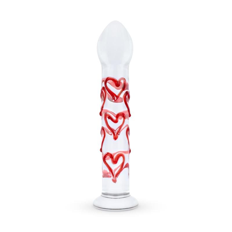 Gildo - Glas G-Punkt/Prostata Dildo mit Herzen Nr. 30 - 17 cm