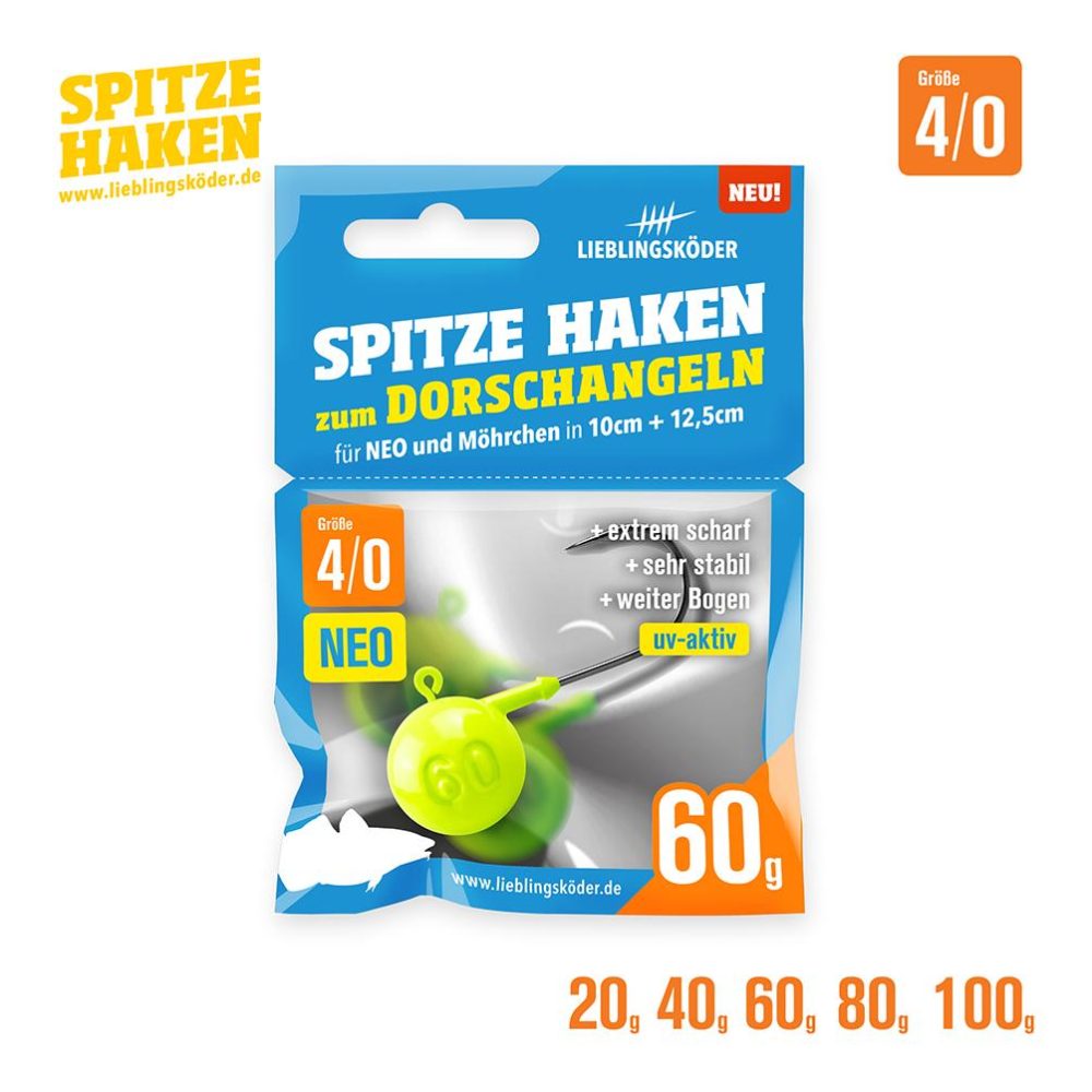 Lieblingsköder Spitze Haken zum Dorschfischen Gr.4/0 - Jigkopf