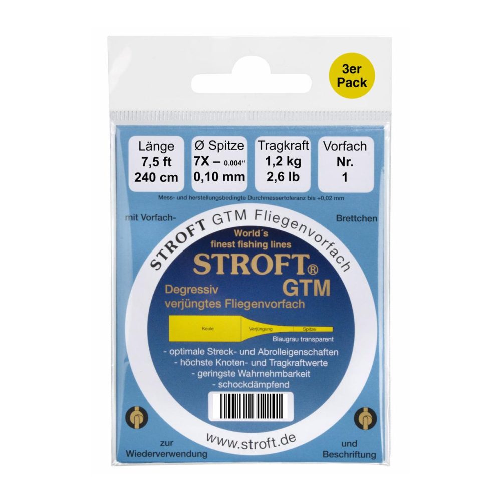 Stroft GTM 7.5ft Tapered Leader 3er Pack - Fliegenvorfach