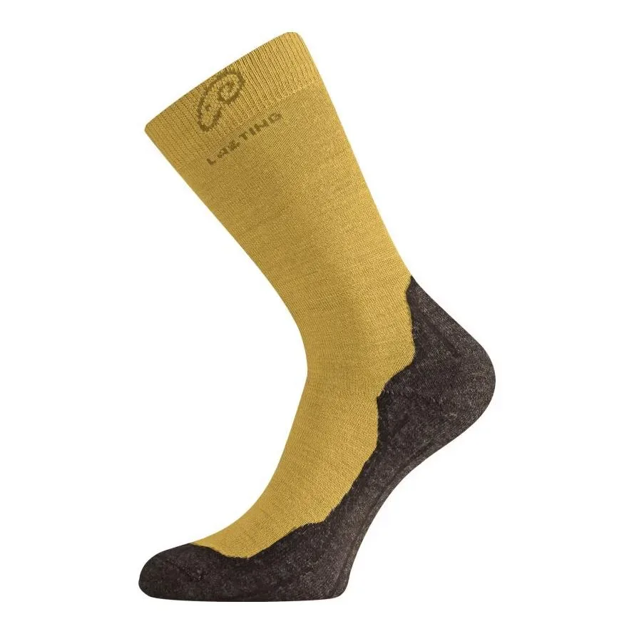 Lasting Trekkingsocken WHI Merinowolle Unisex - senfgelb