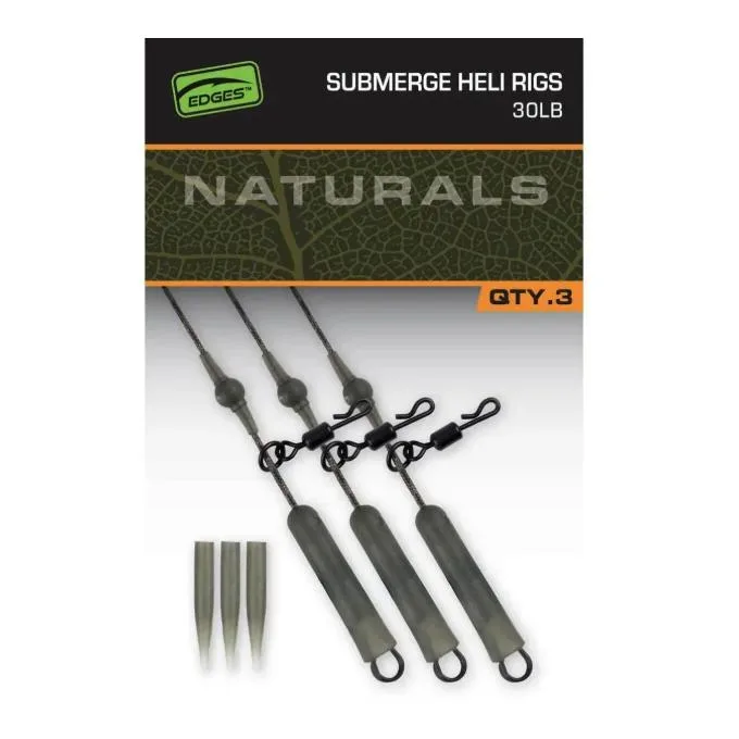 FOX Rage Edges Naturals Submerge Heli rigs 30lb x 3