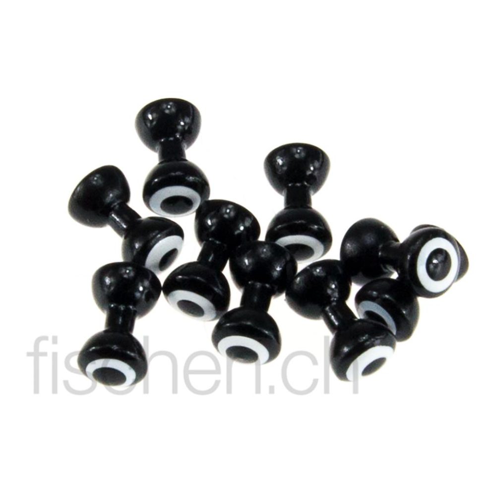Hareline Dubbin Double Pupil Brass Eyes - Black / White Black Pupil - Augen
