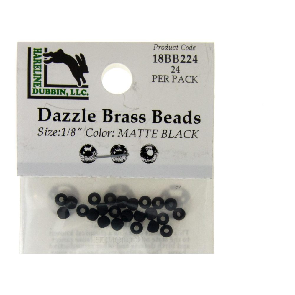 Hareline Dubbin Dazzle Brass Beads - Matte Black - Messingköpfe