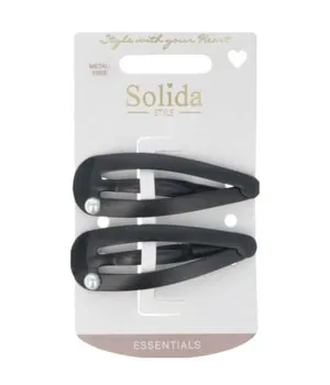 Solida Haarclip schwarz mit Perle metallfrei Haarspangen 1 Stk