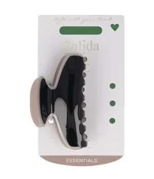 Solida Haarklammer schwarz/beige gross shiny Haarspangen 1 Stk