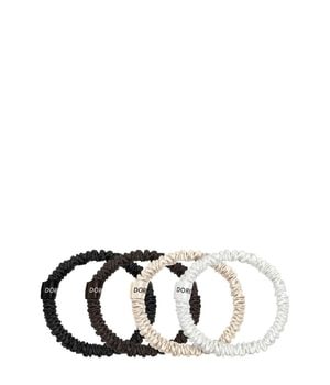 Dore & Rose Scrunchie 1 cm Set White, Black, Brown & Champagne Haargummi 4 Stk