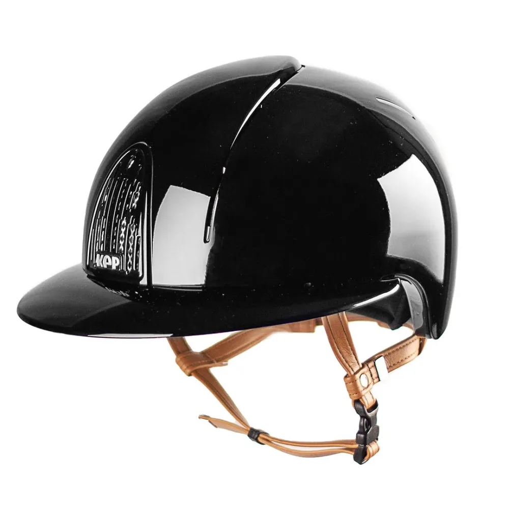 KEP Reithelm Cromo Smart Polish PoloSchirm mit Beigen Kinnriemen
