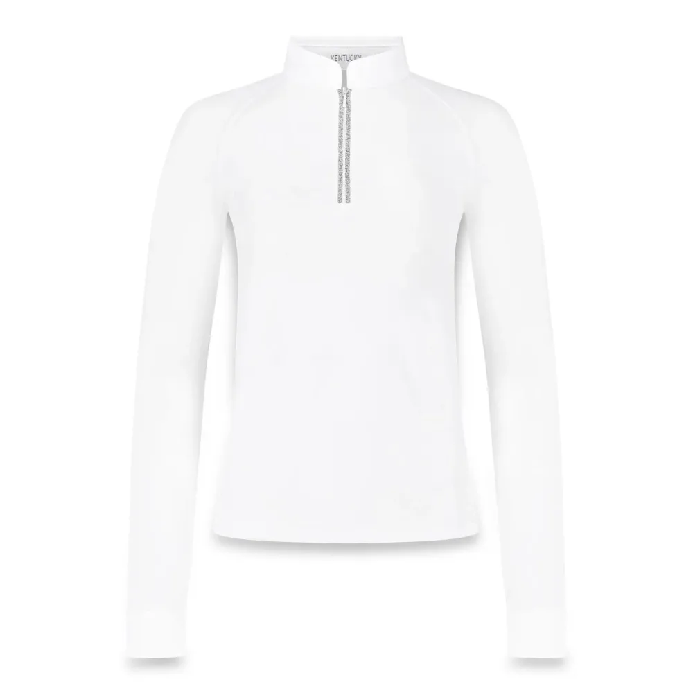 Kentucky Horsewear Turniershirt Classic Damen Glitzer Reisverschluss Lange Ärmeln