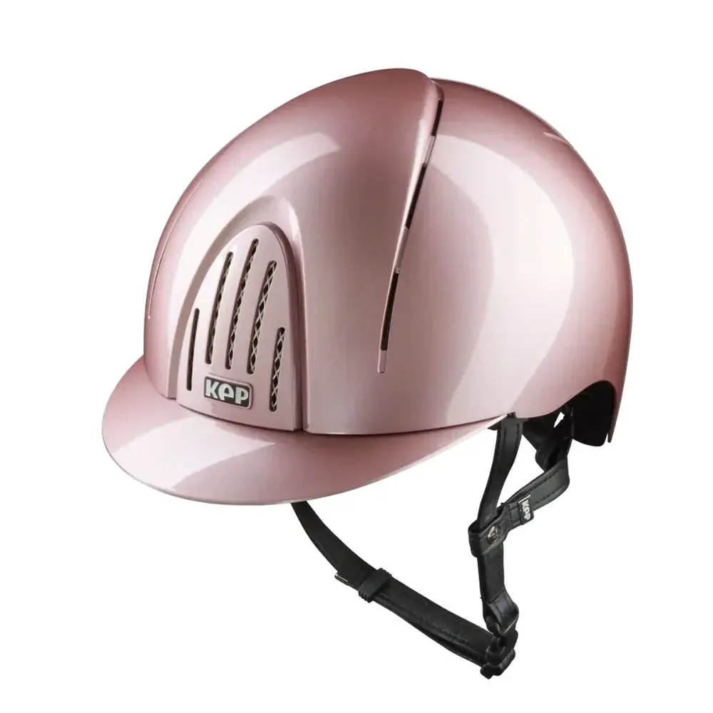 KEP SMART NOVA METAL POLISH Pink Standard Visier mit schwarzen Riemen Reithelm