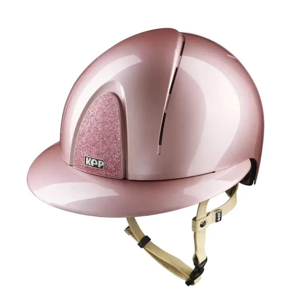 KEP SMART NOVA METAL POLISH Pink  Reithelm mit Polo Visier und beiger Beriemung