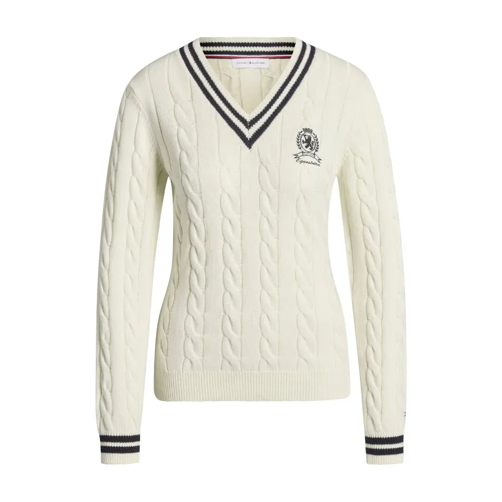 Tommy Hilfiger Equestrian Roseville Cable Vneck Pullover Damen