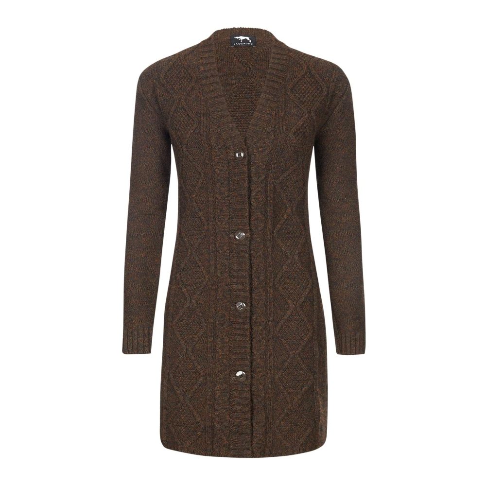 Jagdhund Strickmantel Damen Krumau - Braun