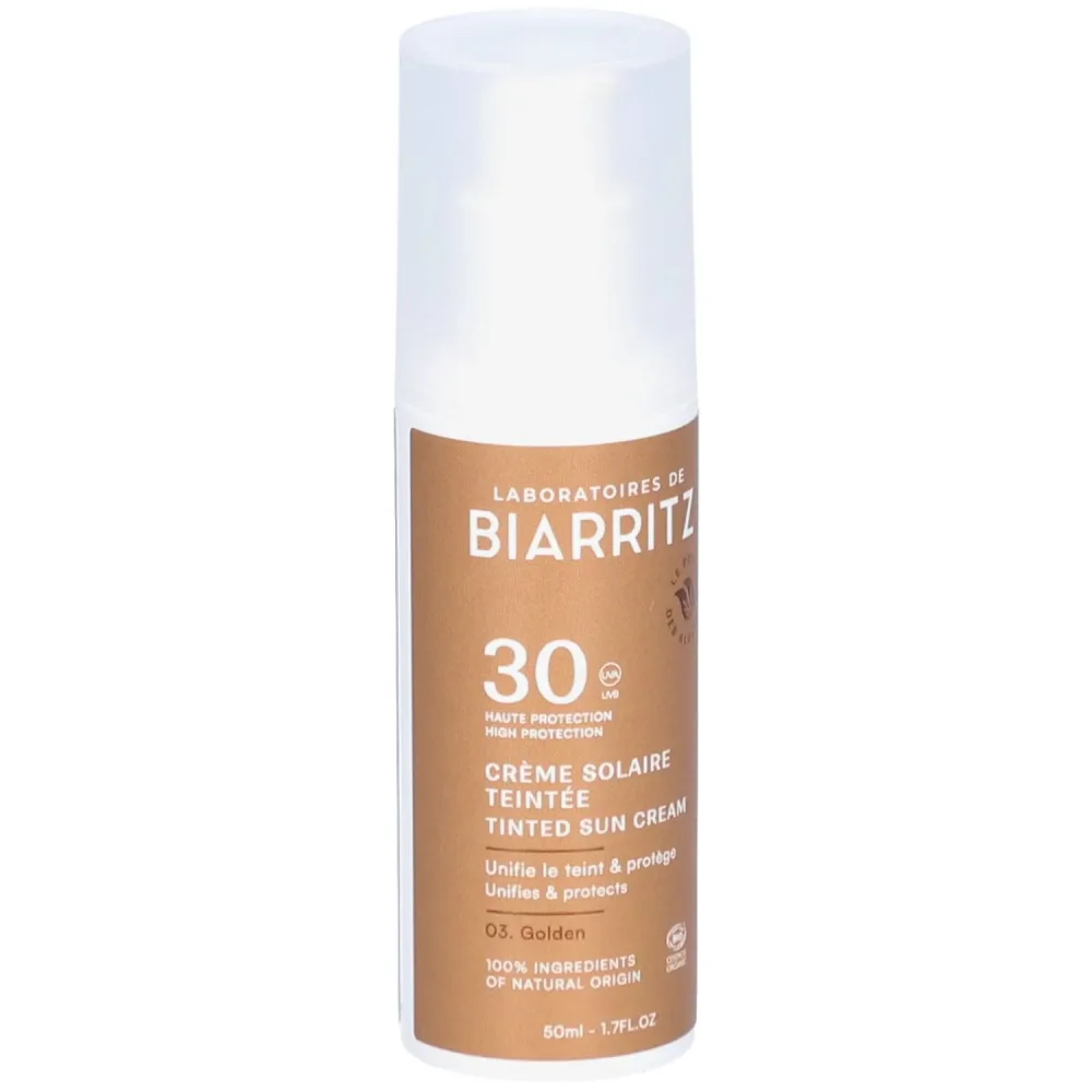 Laboratoires de Biarritz Algamaris Bio-zertifizierte getönte Sonnencreme Spf30 für das Gesicht gold
