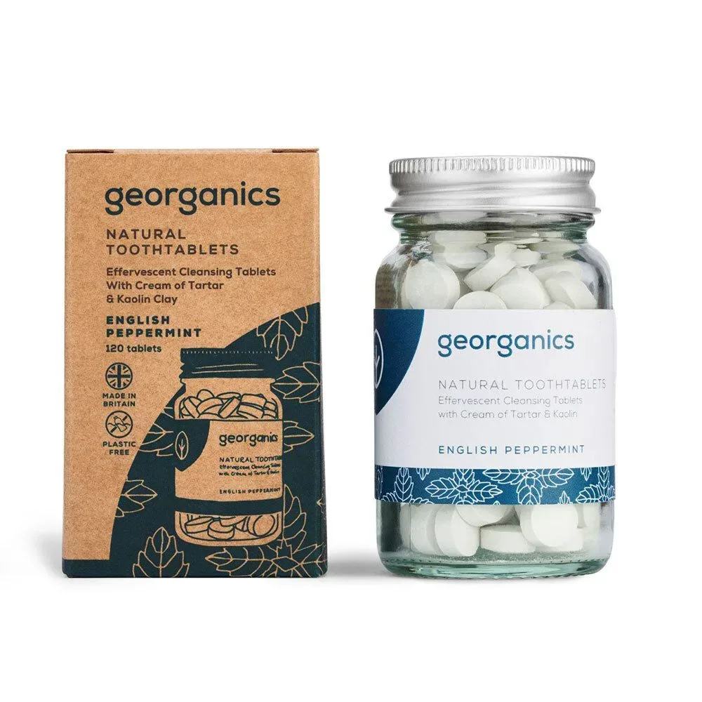 georganics Natürliche Zahnputztabletten Englische Pfefferminze