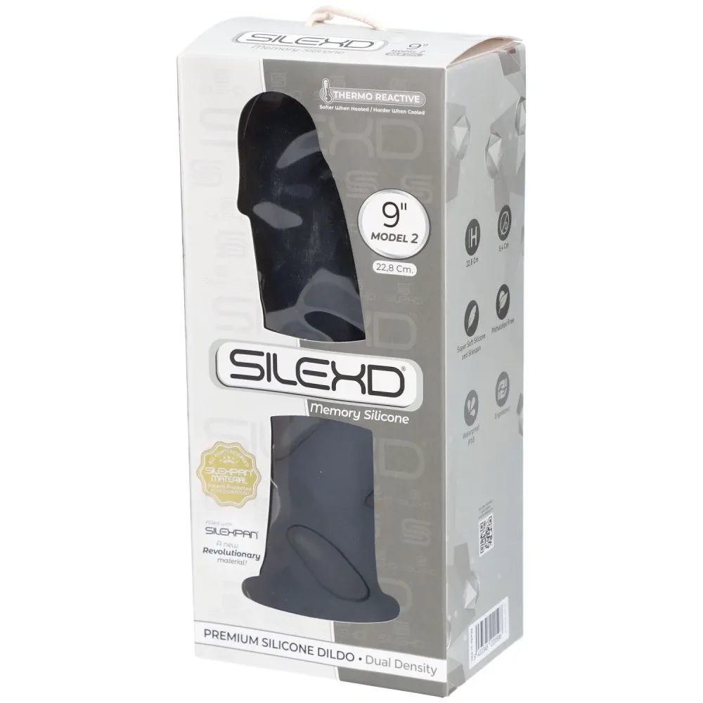 SILEXD Girthy Dual Density Realistic Silicone Dildo 9 inch Black, Schwarz - Amorana