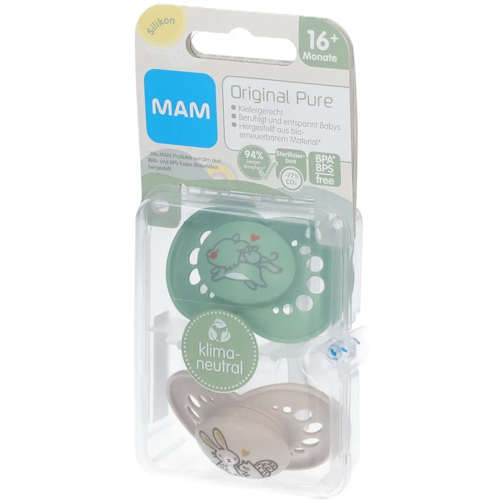 MAM Original Pure Silikonschnuller 16+ Monate, Wolf/ Hase