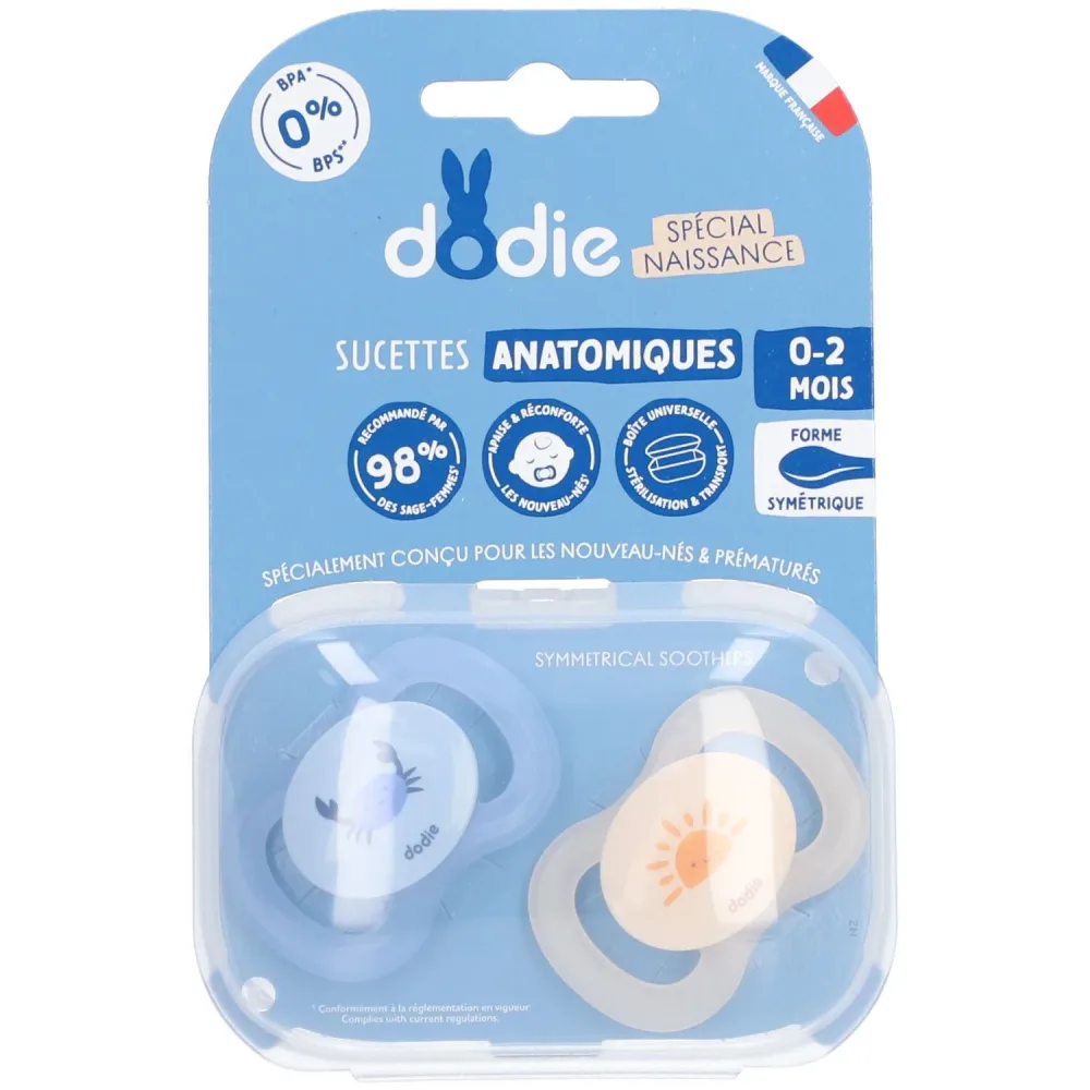 Dodie Anatomische Schnuller Blau-Beige 0-2 Monate