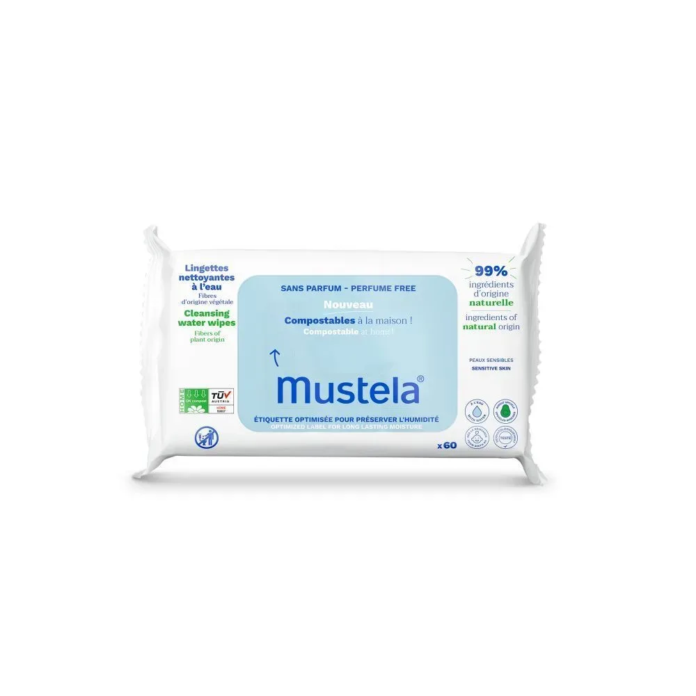 Mustela kompostierbare Feuchttücher mit Wasser (60 Stk)