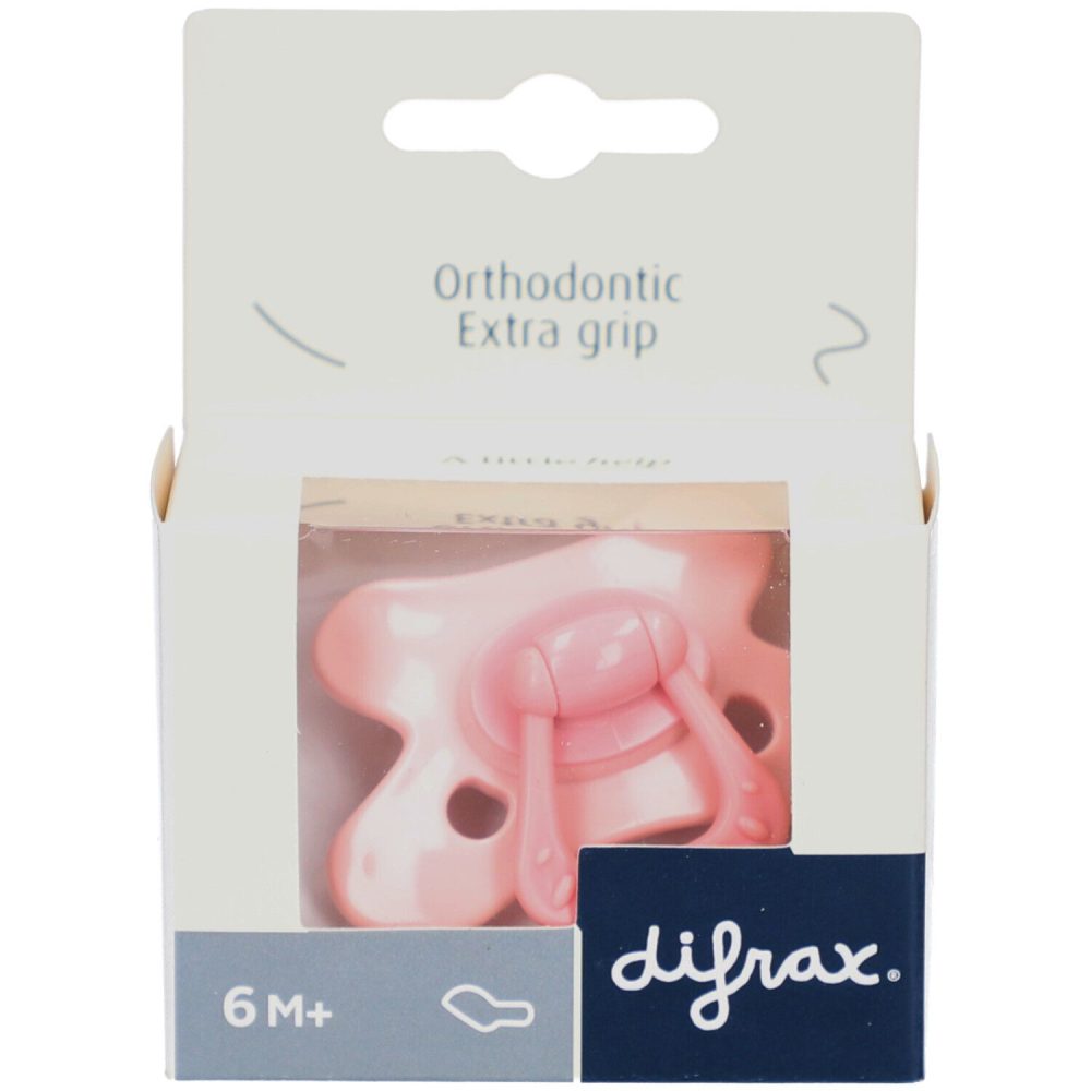 Difrax Schnuller Orthodontic, extra grip, 6-12 Monate, pink