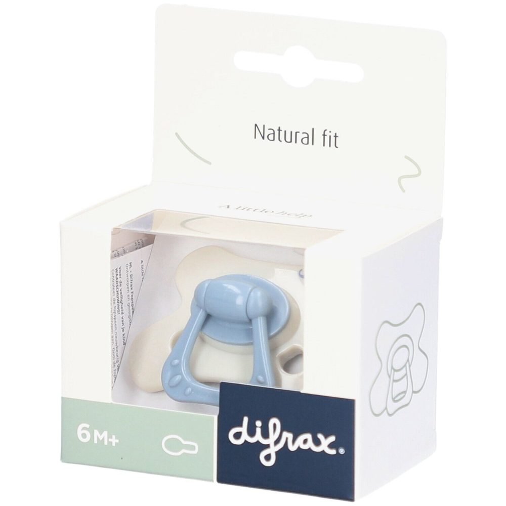 Difrax Schnuller 6M+ Natural Fit - Für Babys ab 6 Monaten mit Komfortsauger - Grauer Elefant