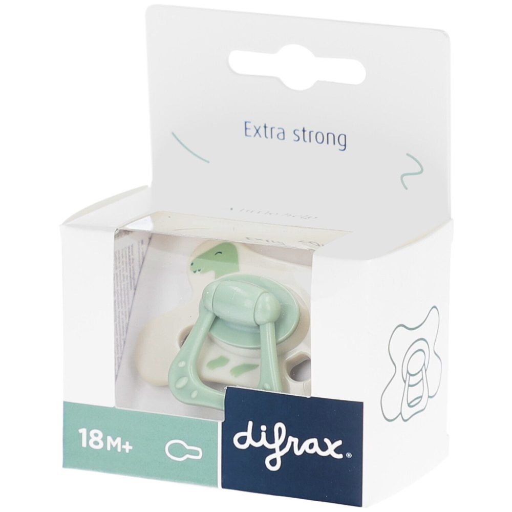 Difrax Schnuller Extra Strong, ab 18 Monate, litlle green Dino