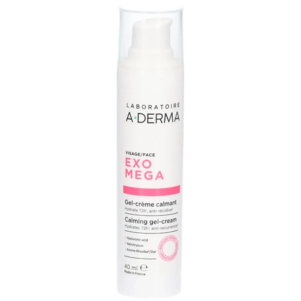 A-Derma Exomega Visage Beruhigende Gel-Creme | 72-Stunden-Feuchtigkeitsversorgung | Reaktive Haut mit Neigung zu atopischem Ekzem