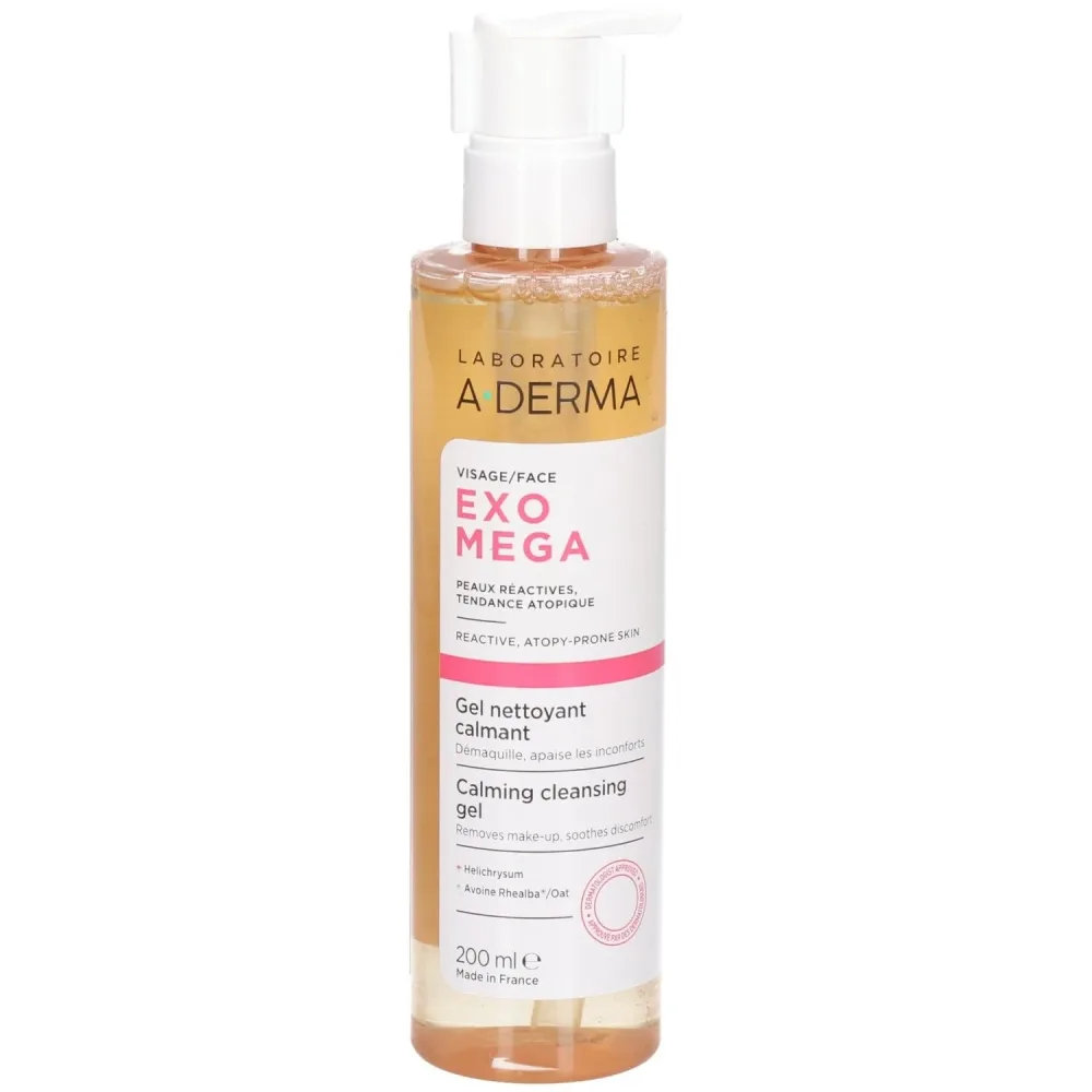 A-Derma Exomega Visage Beruhigendes Reinigungsgel | Make-up-Entferner | Reaktive Haut mit Neigung zu atopischem Ekzem