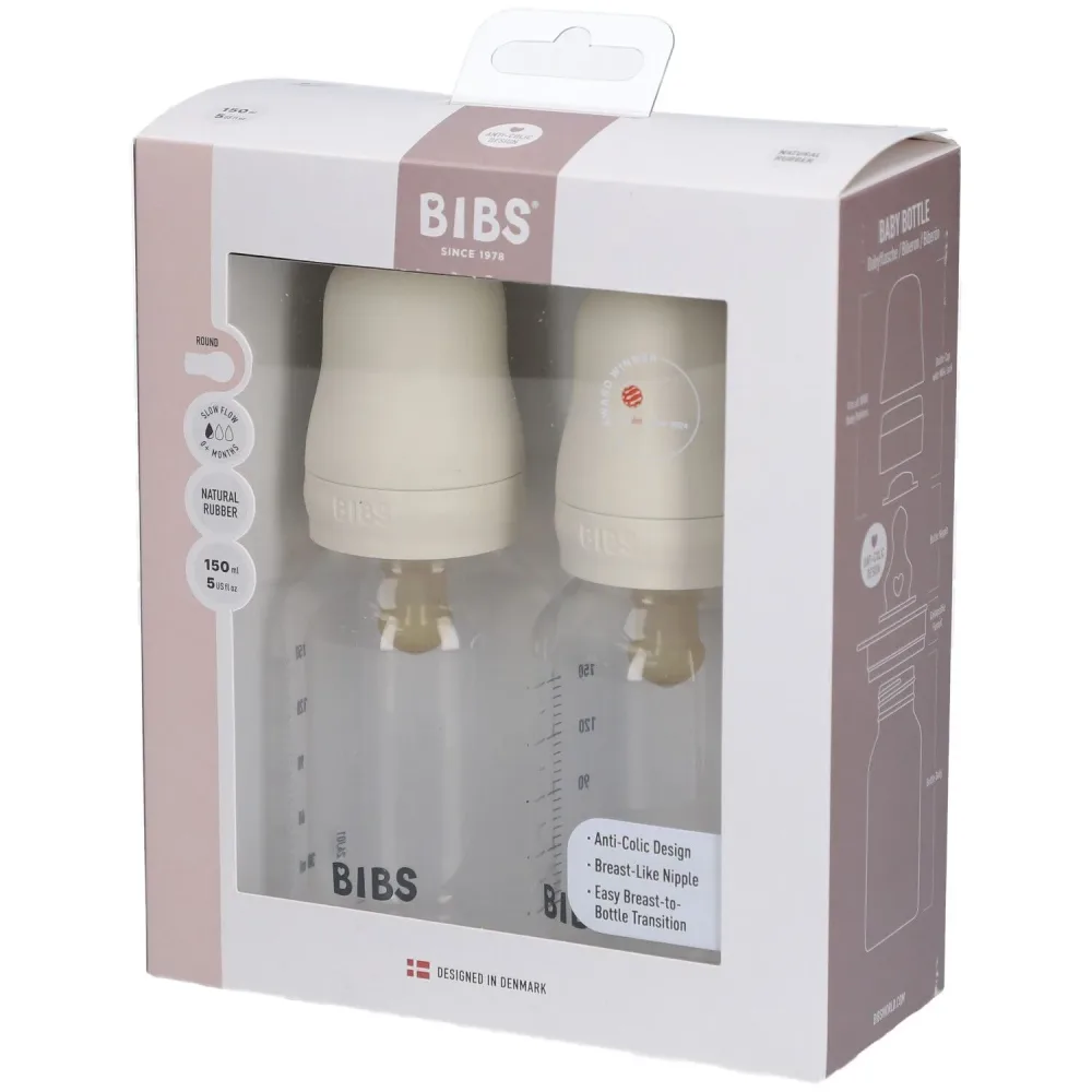Bibs Baby BPA-freie Flasche Komplettset 2er-Pack Latex - Elfenbein