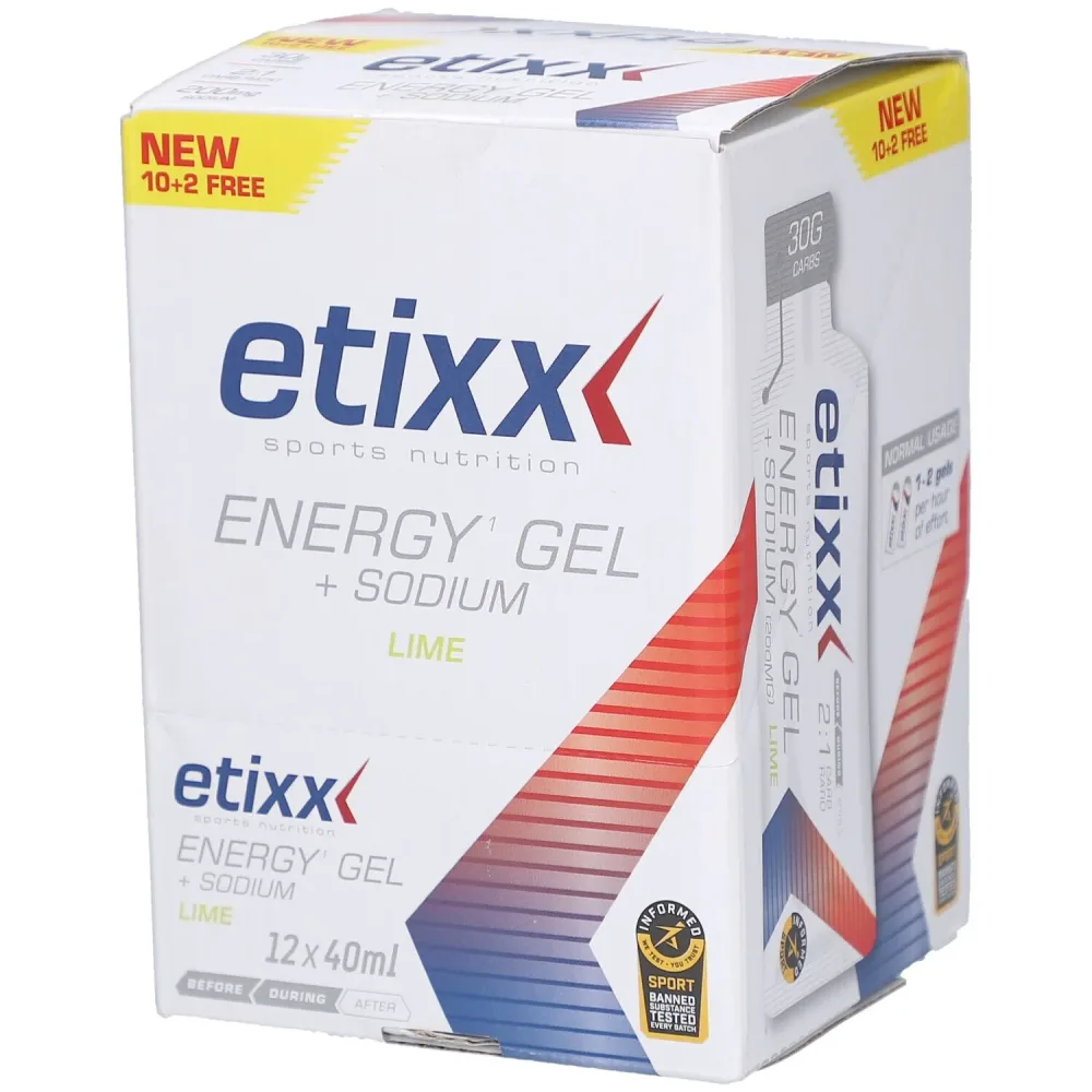 Etixx Energy Gel + Sodium 12 x 40 ml ? Energiegel mit 30 g Kohlenhydraten