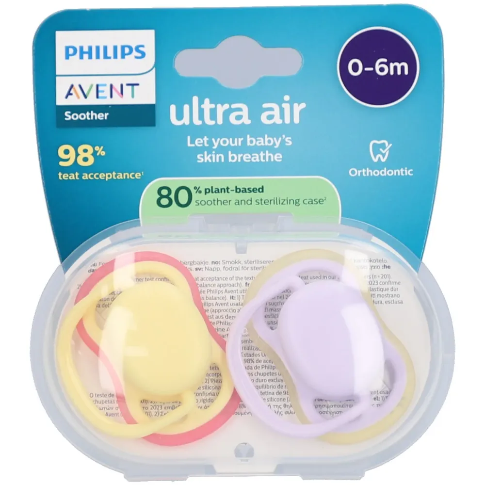 Philips Avent Ultra Air Sucette +0m Luft pistache/lila