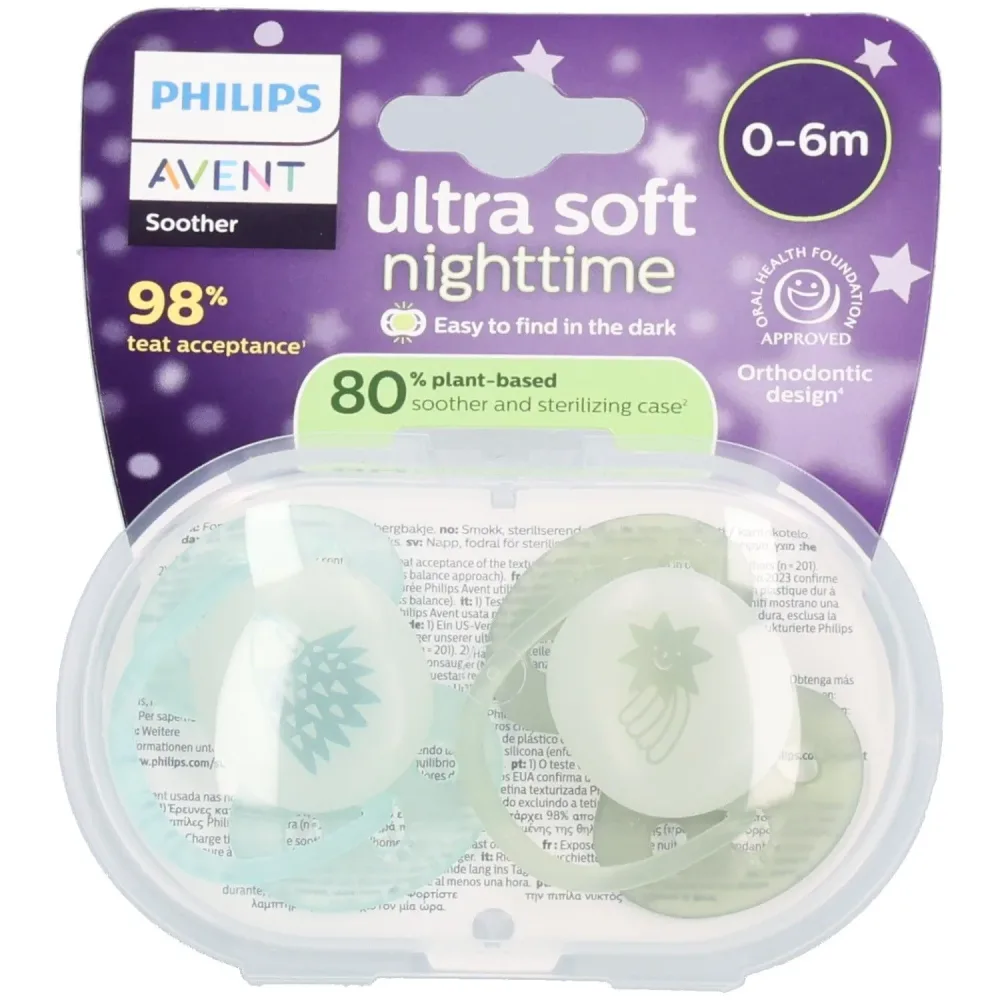 Philips Avent Schnuller Ultra Soft Night Time 0?6 Monate | Khaki/Grün