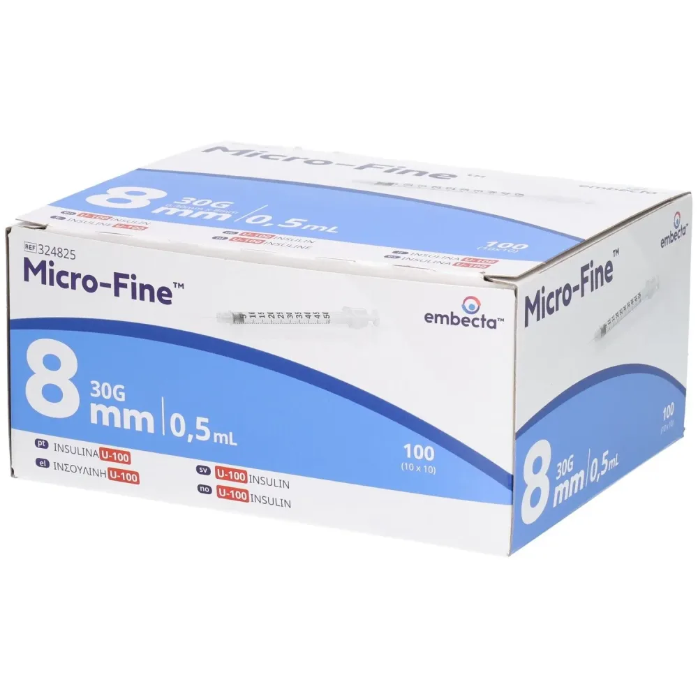 BD Micro-Fine? 30 G 0,30 x 8 mm 0,5 ml + U-100 Insulin Innen sterile Insulinspritze