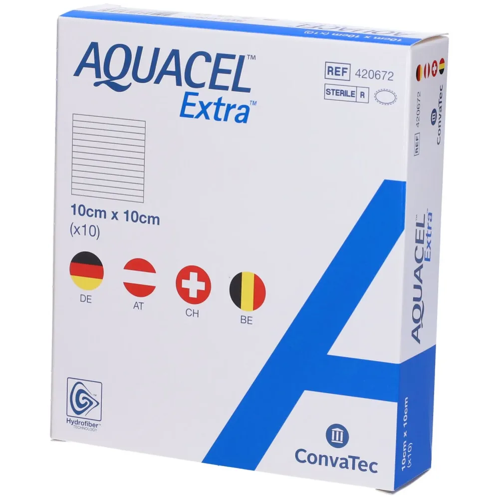 ConvaTec AQUACEL Extra Hydrofiber Verband, 10x10cm (10 Stk)