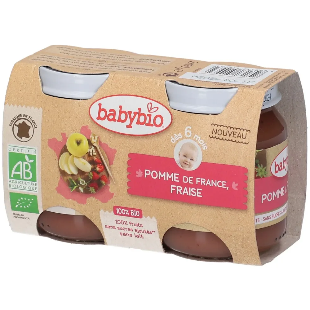 Babybio Bipack Apfel-Erdbeere Bio-Babynahrung ab 6 Monaten