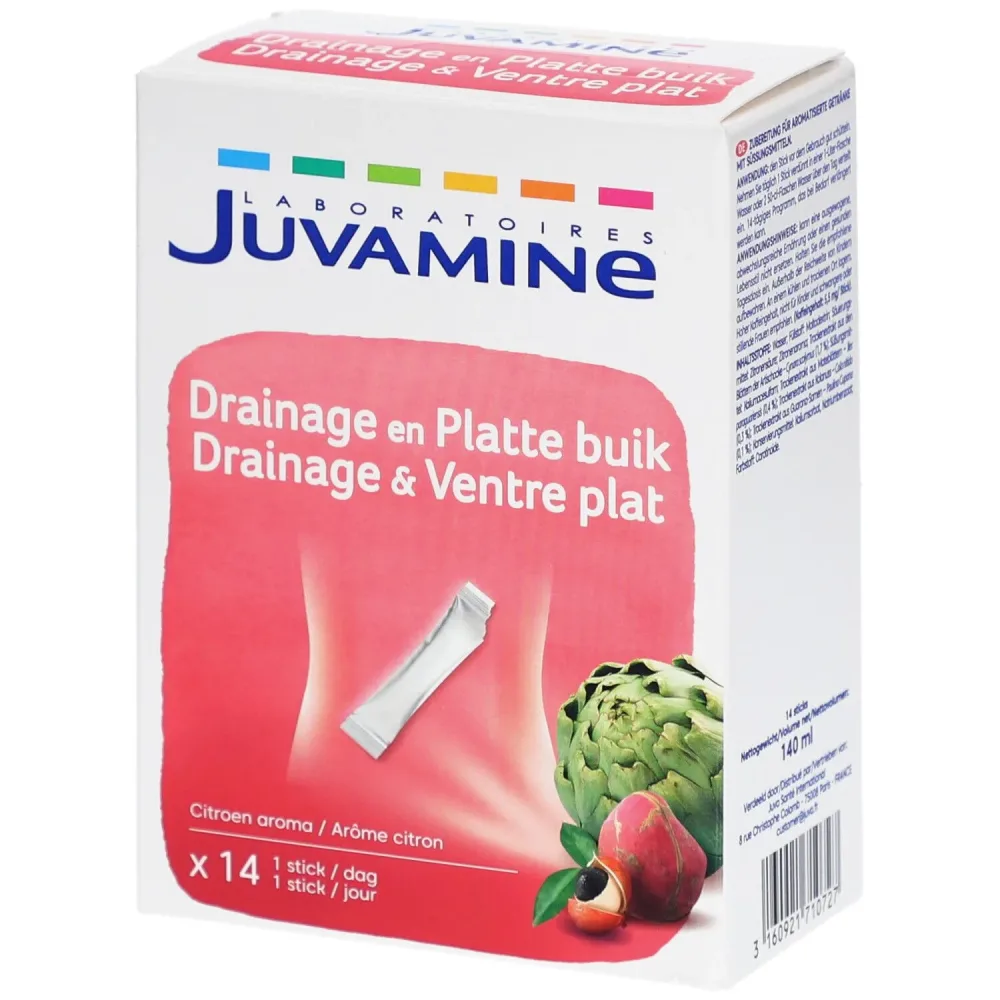 Juvamine Drainage & Ventre Plat ? 14 Sticks mit Artischocke, Mate & Guarana