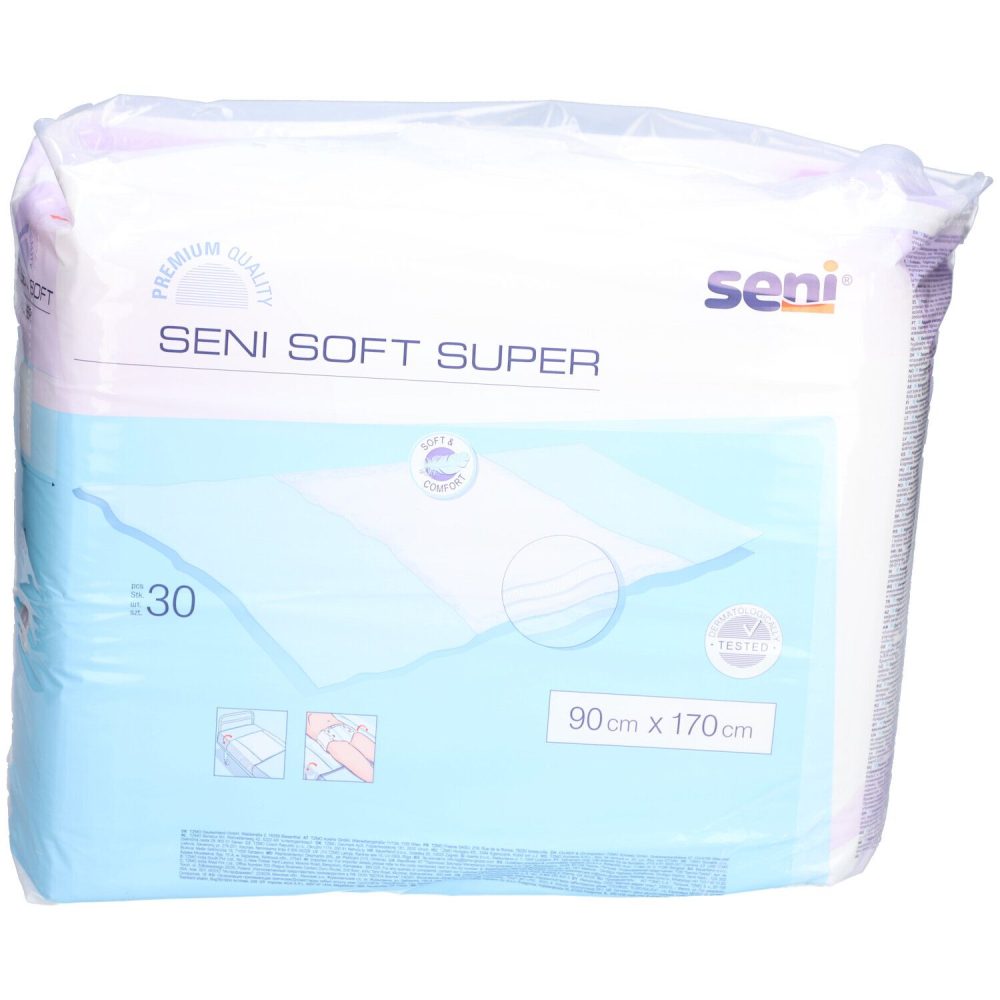 seni Soft Super Einmal-Bettschutz mit Flügeln 90x170cm 4 Tropfen (30 Stück)