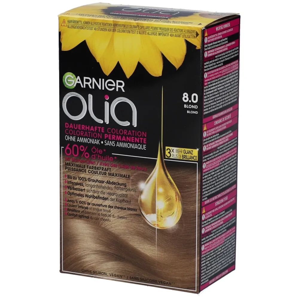 Garnier Olia dauerhafte Haarfarbe 8.0 Blond, 1Stk