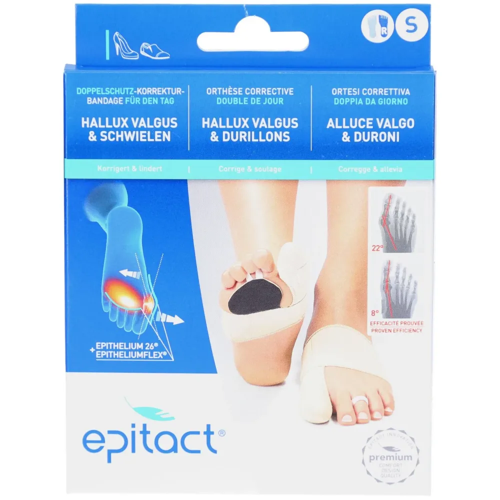 epitact flexible Doppelschutz Korrekturbandage Hallux valgus Tag, Grösse S, Rechts (1 Stk)