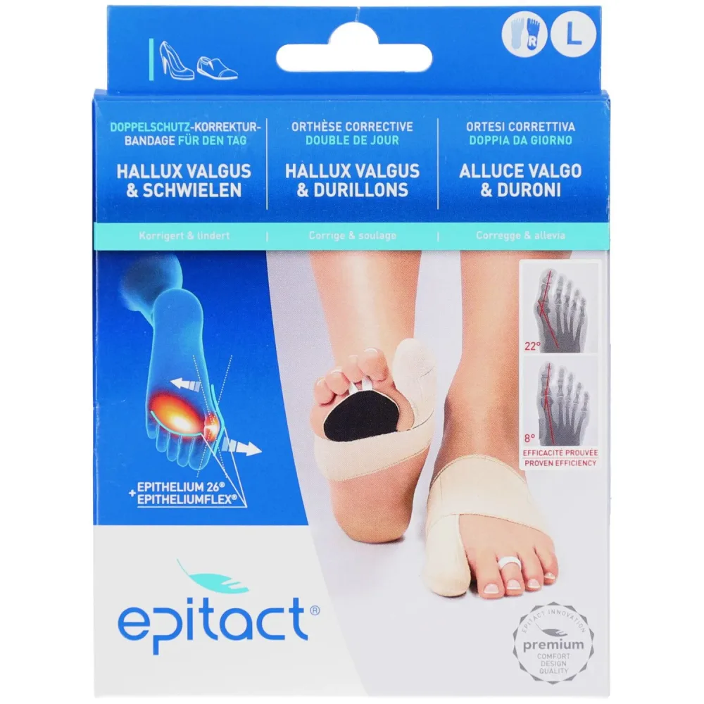 epitact flexible Doppelschutz Korrekturbandage Hallux valgus Tag, Grösse L, Rechts (1 Stk)