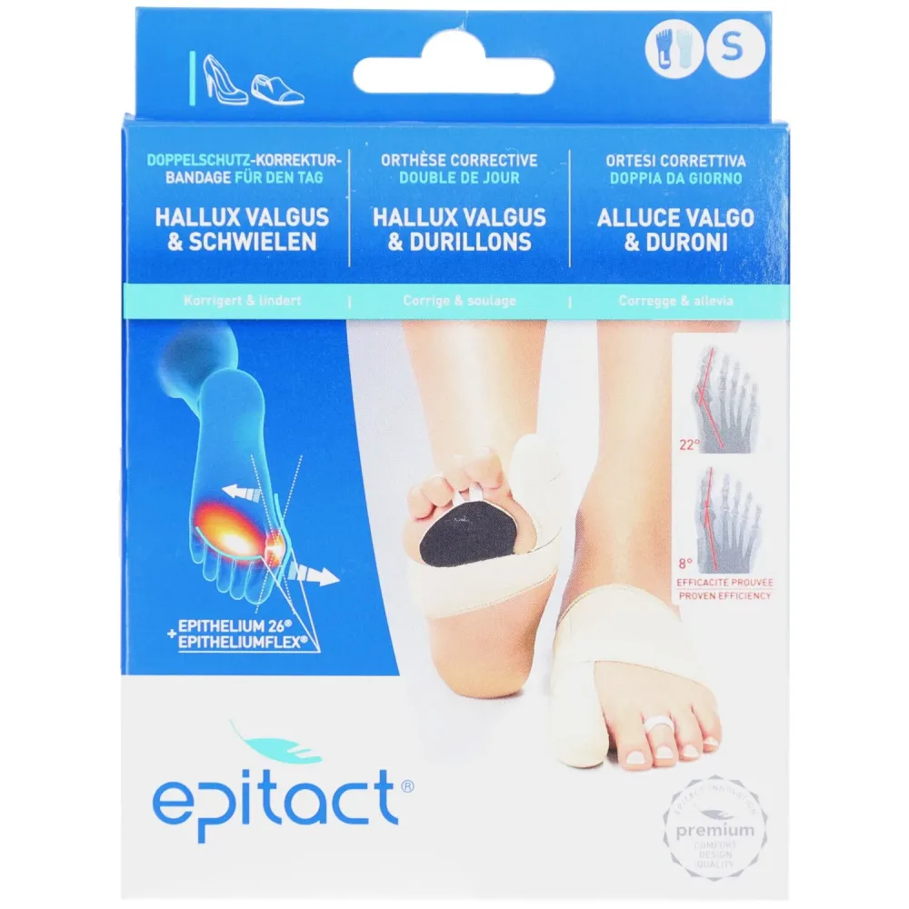 epitact flexible Doppelschutz Korrekturbandage Hallux valgus Tag, Grösse S, Links (1 Stk)